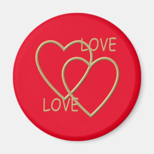 Two golden loving hearts magnet