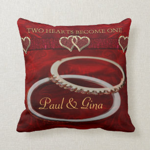 Two Golden Wedding Rings Throw Pillow