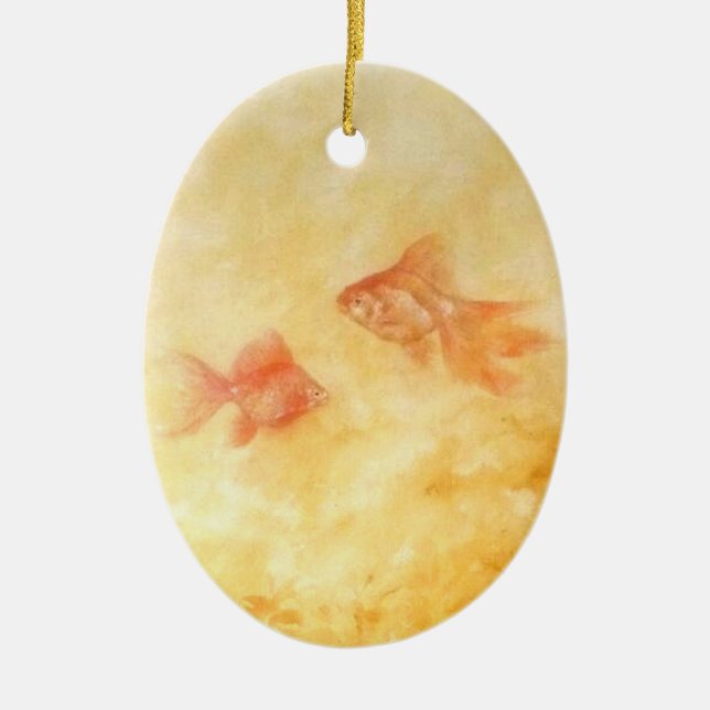 Two Goldfish Ceramic Ornament (Front)