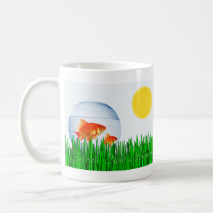 Two Goldfish Sun Spring Equinox Grass سال نو مبار Coffee Mug