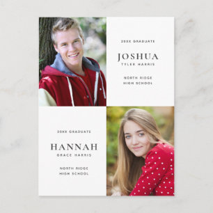 Two Graduates Double Graduation Photo Postcard