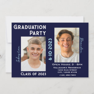 Two Graduates Graduation Party Invitation w/ Photo