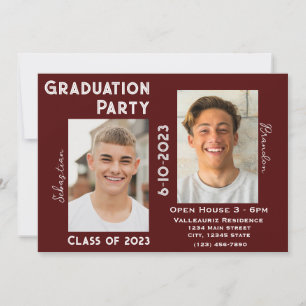 Two Graduates Graduation Party Invitation w/ Photo