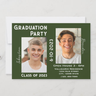 Two Graduates Graduation Party Invitation w/ Photo