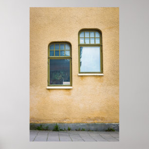 TWO GRAY FRAME GLASS WINDOWS POSTER