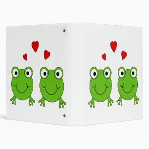 Two green frogs with red hearts. binder