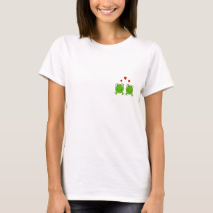 Two green frogs with red hearts. T-Shirt