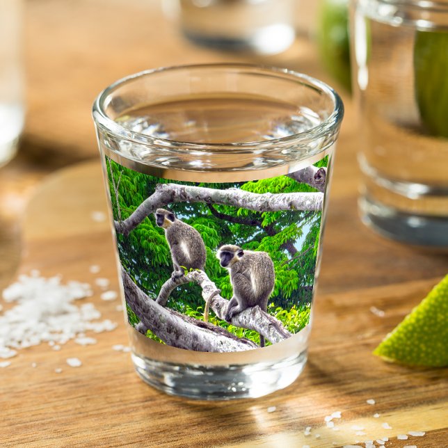 Two Green Monkeys Sitting In Tree Shot Glass (Creator Uploaded)