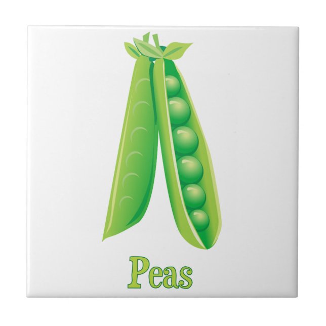 Two Green Peas in Pods Decorative Kitchen Tile (Front)