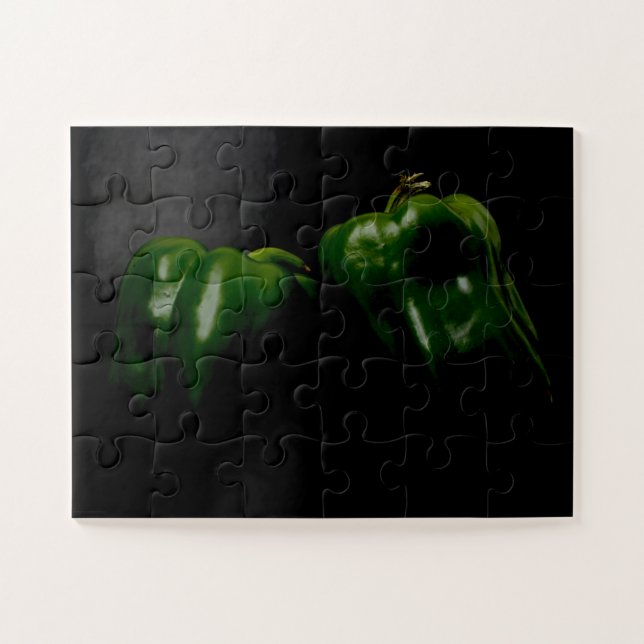 Two Green Peppers 11x14 30pc jpcna Jigsaw Puzzle (Horizontal)