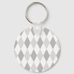 Two Grey Harlequin Diamond Pattern Keychain