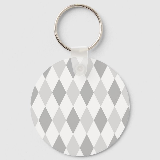 Two Grey Harlequin Diamond Pattern Keychain (Front)