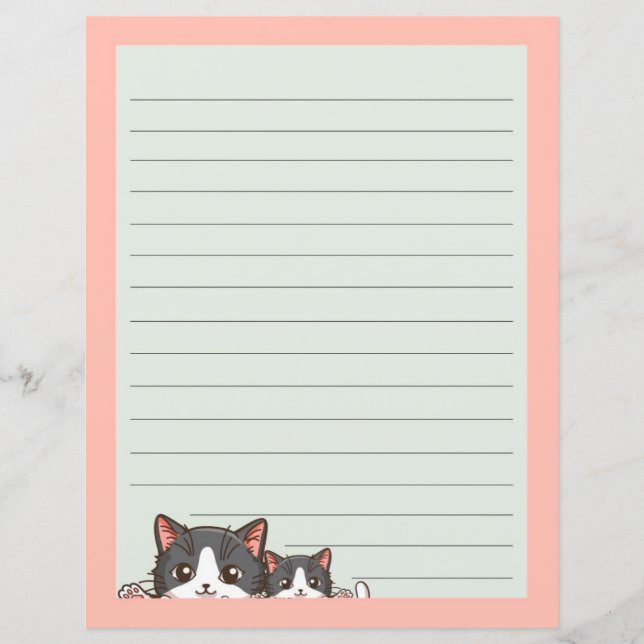 Two grey kittens on lined paper (Front)