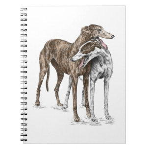 Two Greyhound Friends Dog Art Notebook