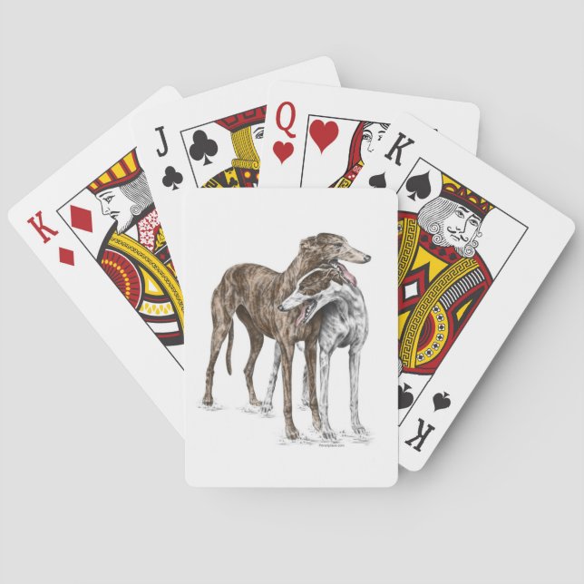 Two Greyhound Friends Dog Art Playing Cards (Back)