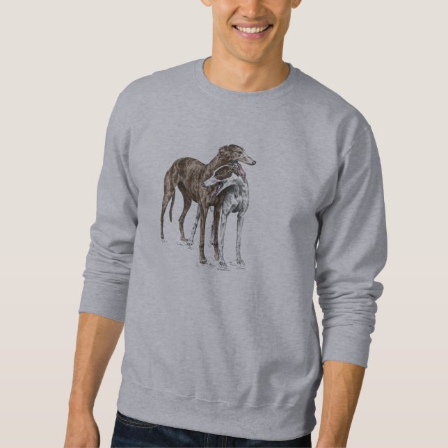Two Greyhound Friends Dog Art Sweatshirt (Front)