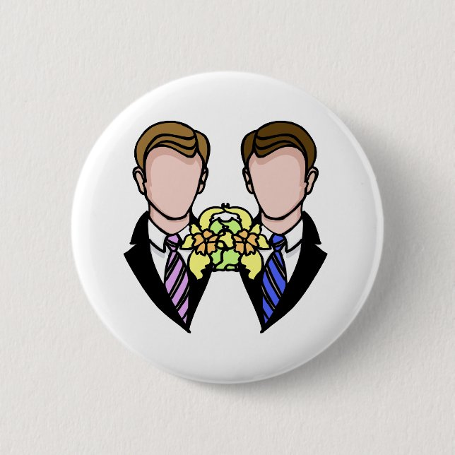 Two Grooms 2 Inch Round Button (Front)