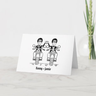 Two Grooms Biker Motorcycle Wedding Card