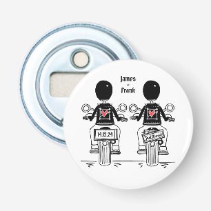 Two Grooms Biker Motorcycle Wedding Favour Bottle Opener