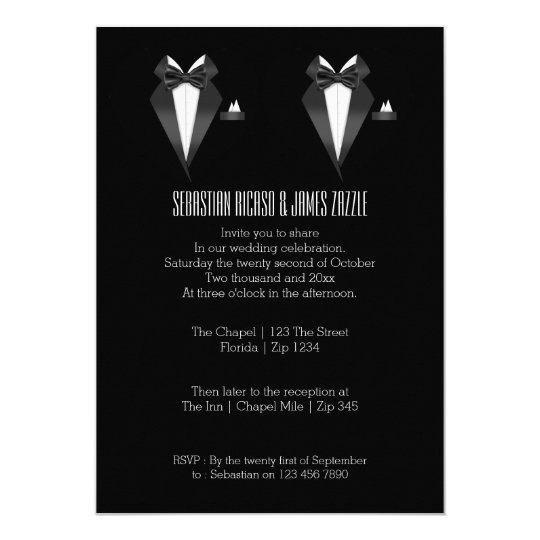 Two Grooms Bow Tie Tuxedo Wedding Card