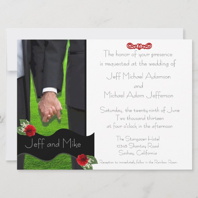 Two Grooms Custom Gay Wedding Invitations III (Front)