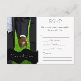 Two Grooms Custom Gay Wedding RSVP (Bi-Racial) Card