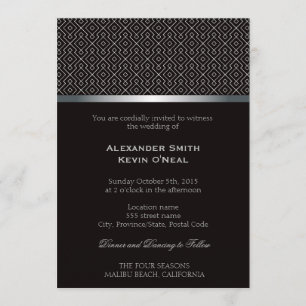 Two Grooms-Gay black pattern ı Invitation