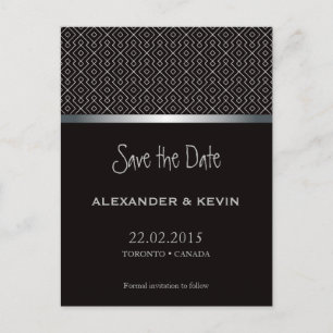 Two Grooms-Gay black pattern wedding Postcard