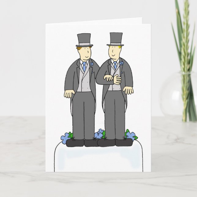 Two Grooms Gay Marriage Congratulations Card (Front)
