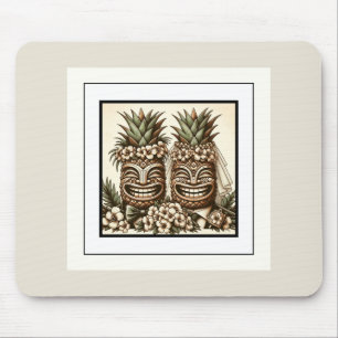 Two Grooms Gay Pineapple Tiki Head Retro Wedding  Mouse Pad