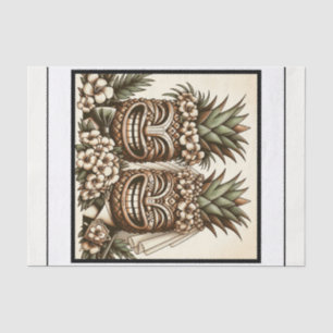 Two Grooms Gay Pineapple Tiki Head Retro Wedding  Tissue Paper