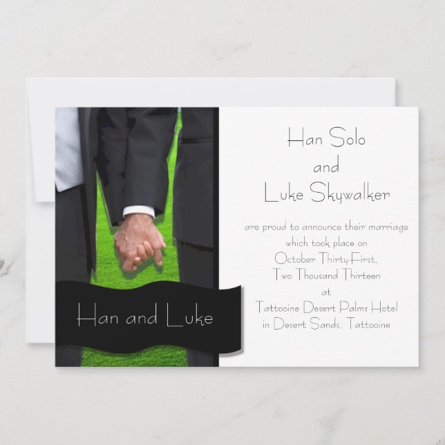 Two Grooms Gay Wedding Announcement (Front)