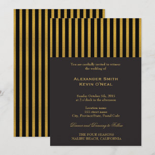 Two Grooms-Gay Wedding Gold Invitation