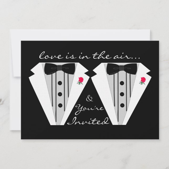 Two Grooms-Gay Wedding-Tuxedo Invitation (Front)