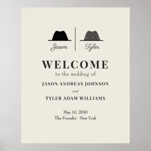 Two Grooms Gay Wedding Welcome Poster