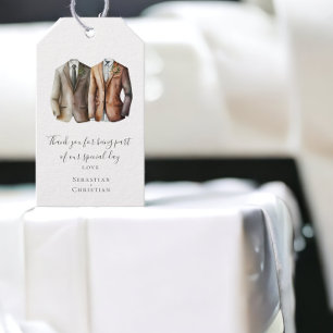 Two Grooms in Suits Personalized Gay Wedding Gift Tags