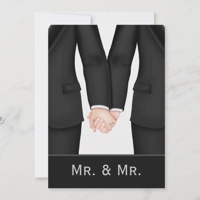 Two Grooms In Suits Wedding Invitation (Front)