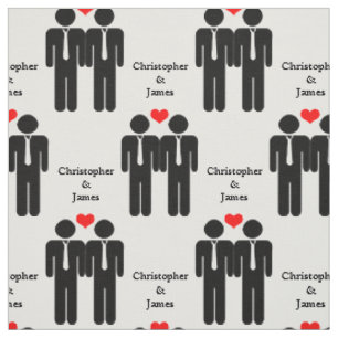 Two Grooms In Ties Wedding Customizable Pattern Fabric