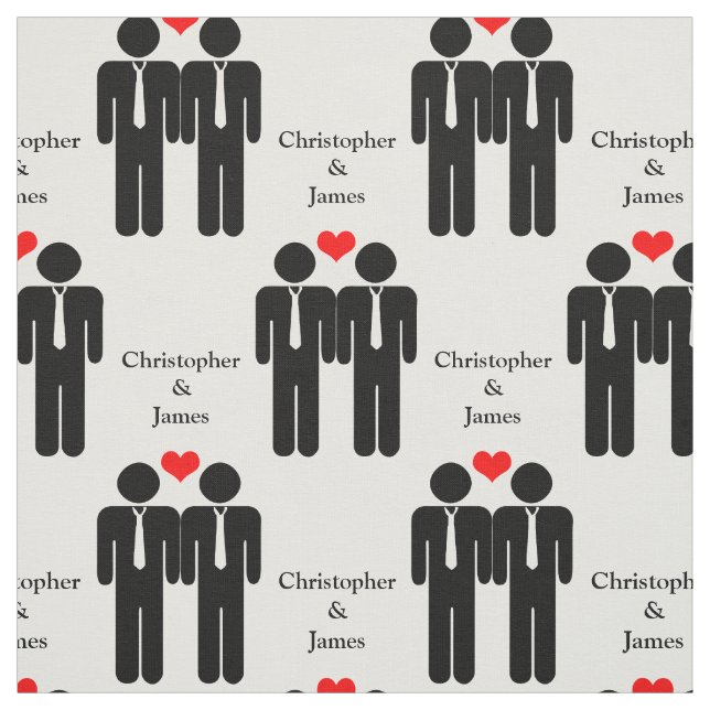 Two Grooms In Ties Wedding Customizable Pattern Fabric (Swatch)