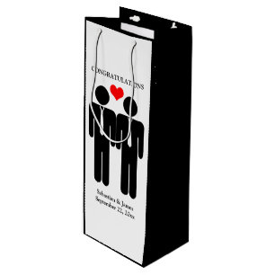 Two Grooms In Ties Wedding Customizable Wine Gift Bag