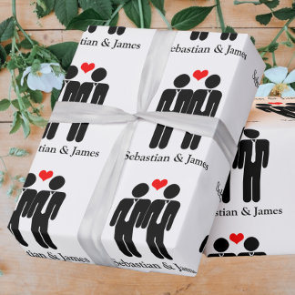 Two Grooms In Ties Wedding Customizable Wrapping Paper