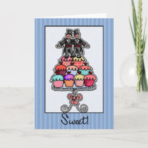 Two Grooms on Cupcake Stack Card
