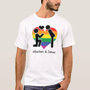 Two Grooms Proposal With Heart Customizable T-Shirt