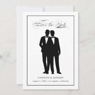 Two Grooms Silhouettes Save the Date
