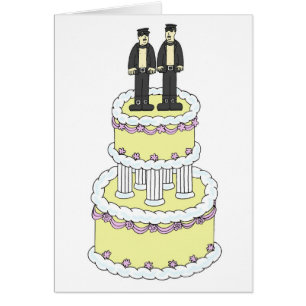 Two Grooms Standing on a Cake.