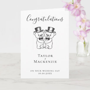 Two Grooms Teddy Bears Congratulations Wedding Card