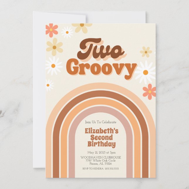 Two Groovy 2nd birthday invitation  (Front)