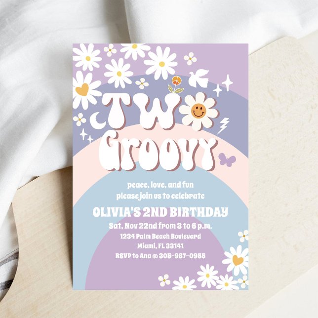 Two Groovy 2nd Birthday Invitation (Creator Uploaded)
