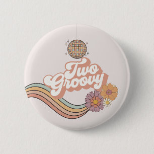 Two Groovy 2nd birthday party 2 Inch Round Button