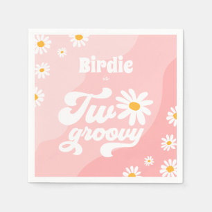 Two Groovy 2nd Birthday Party Boho Retro Daisy Napkin